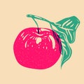 An Apple. Colorful cute screen printing effect. Riso print effect. Vector illustration.